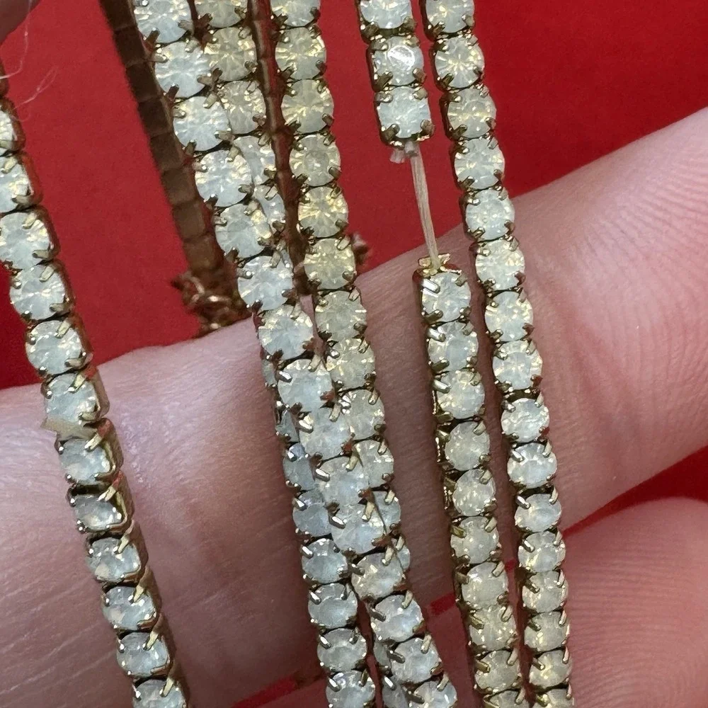 Six Layer Gold Tone Faux‎ Diamond Elastic Bracelet
